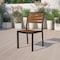 Flash Furniture Lark Outdoor Stackable Side Chair with Faux Teak Poly Slats XU-DG-HW6036-GG - alternate 1